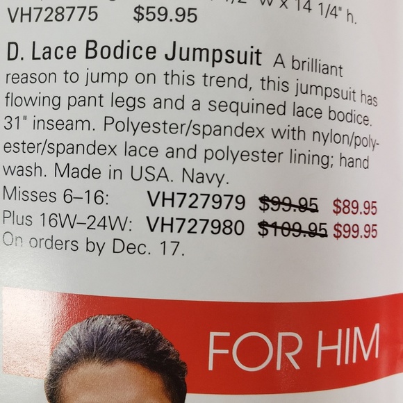 Midnight Velvet Blue Seq. And lace jumpsuit-16 NWT - Picture 8 of 8